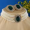 18k Gold Plated Latest Stylish Fancy Choker Traditional Pearl Necklace Jewellery Set for Women
