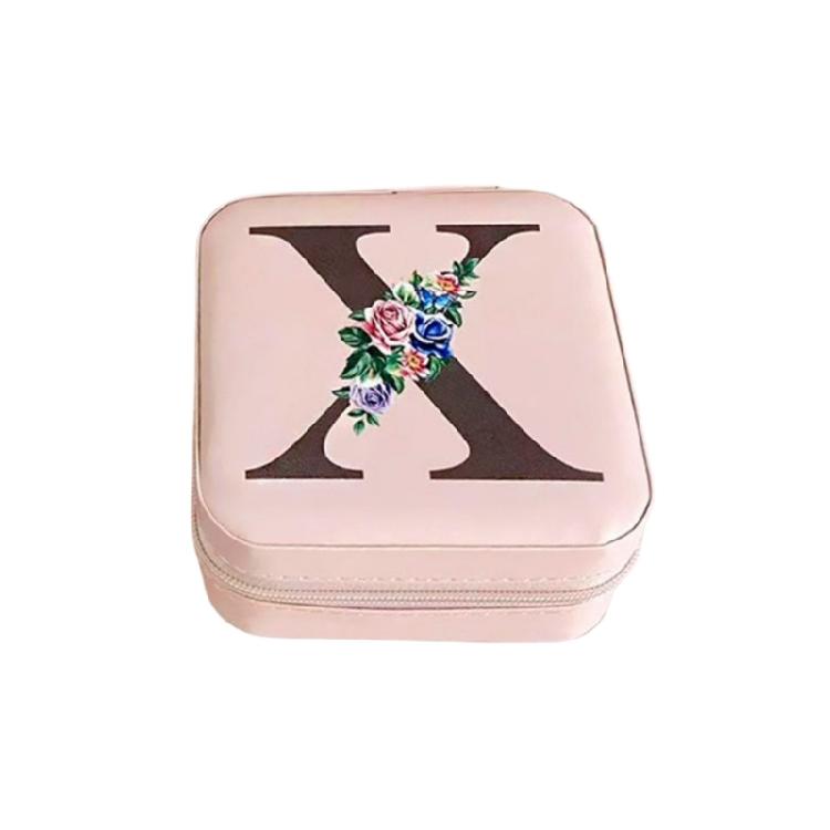 Jewelry Travel Organizers Letter Pattern Small Jewelry Container Fashion Portable Case PU Texture for Fashionable Lover
