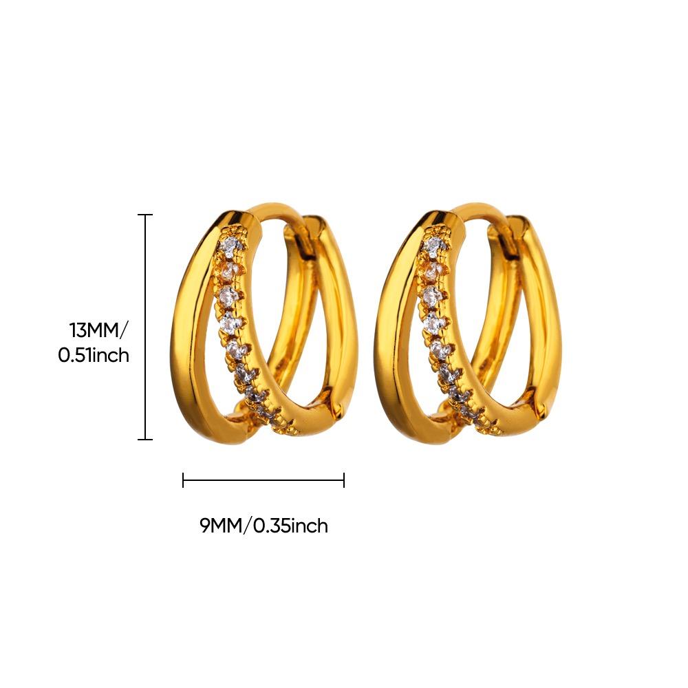 Stainless Steel Circle Earrings For Women Gold Aesthetic Zircon Earring Wedding Christmas Fashion Jewelry Accessories Gift