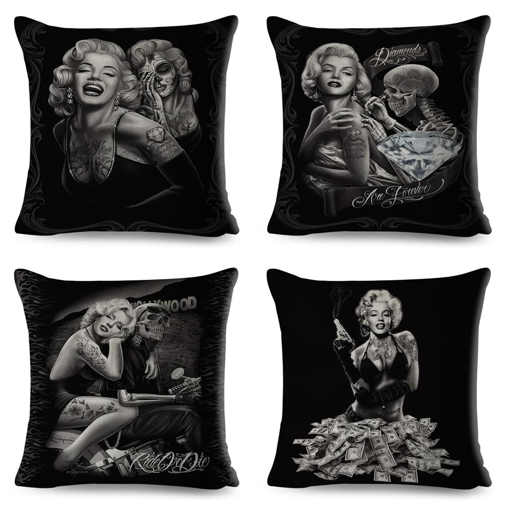 Mexico Chicano Sexy Women Skull Pillow Case Decor Cartoon Printed Girls Cushion Cover for Sofa Home Car Polyester 45*45cm