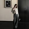 Short Striped Chunky Knit Jacket Women Spring Autumn Loose Fit Retro Round Neck Single Breasted Coat