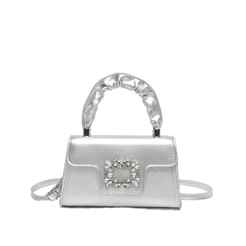 

Французская нишевая дизайнерская сумка женская текстура 2024 новая модная сумка через плечо подмышку однотонная сумка-мессенджер маленькая квадратная сумка серебряный