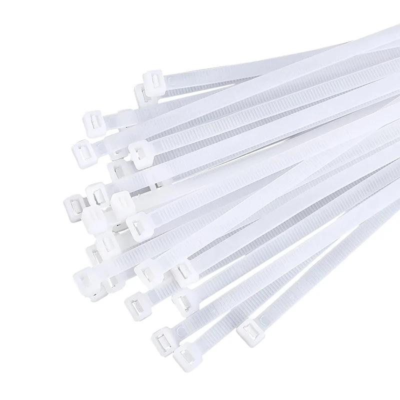 500/1000PCS 3*100 3*150 4*200 Self-locking Plastic Nylon Tie White Cable Tie Fastening Ring Zip Wraps Strap Nylon Cable Tie Set for daily use