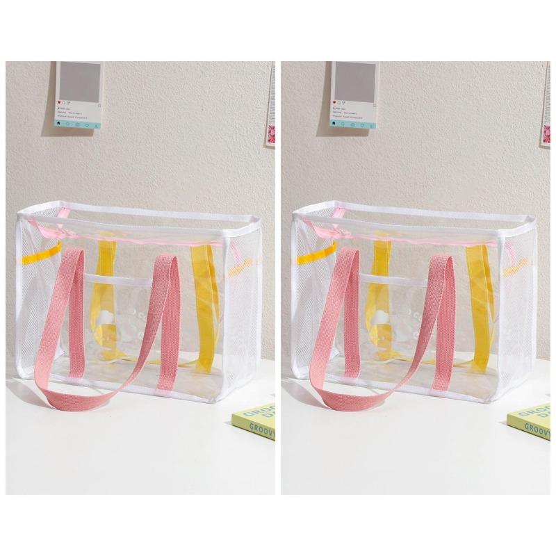 Summer Fashion Tote Bag Large Clear PVC Cartoon Handbag Jelly Transparent Beach Purse for Women Cute Shower Shoulder Bag for Bath