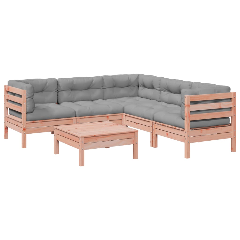 6 piece garden sofa set with cushions solid Douglas fir wood