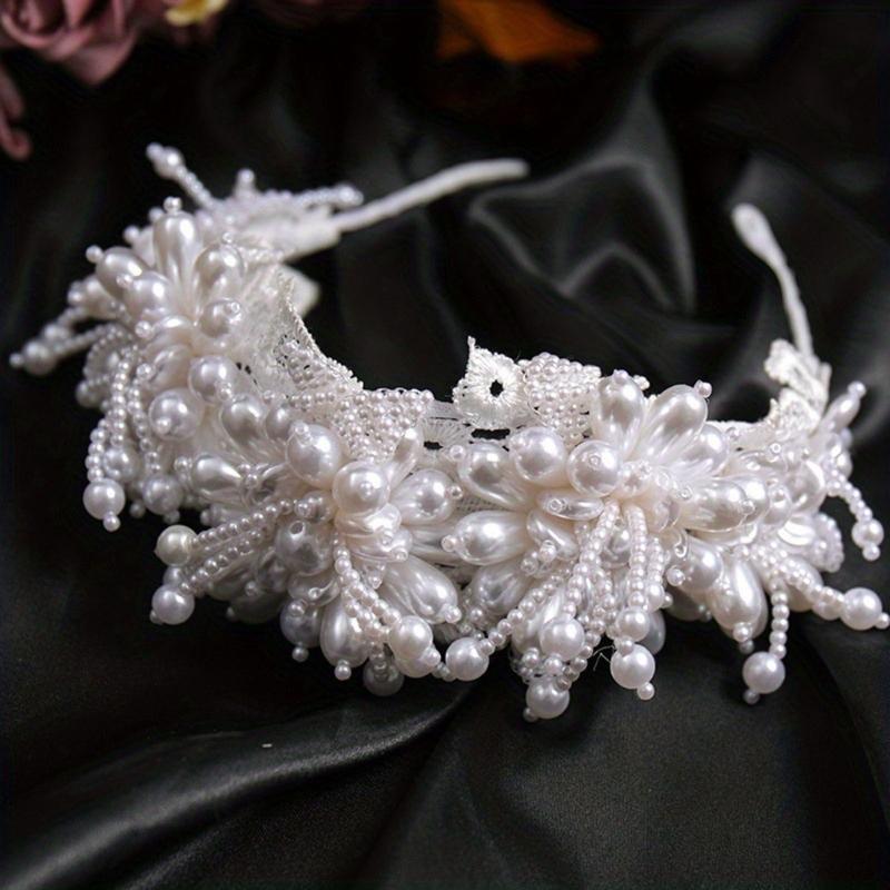 Glinting Pearls Hair Jewelry Queen Jewelry Hairband for Pageants Proms Bridal Wedding Bridal Wedding Headwear