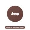 Heat Insulation Genuine Leather Car Cup Holder Coaster with Jeep Logo for Renegade Wrangler Grand Cherokee Auto Accessory ALP1