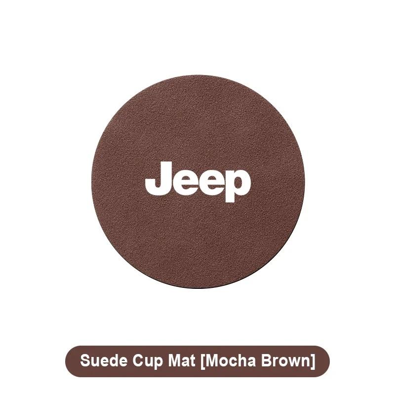 Heat Insulation Genuine Leather Car Cup Holder Coaster with Jeep Logo for Renegade Wrangler Grand Cherokee Auto Accessory ALP1