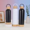 Bambus Holz Boden Bambus Deckel Outdoor Sport Wasserkocher Mit Kunststoff Griff Tragbar Wasserbecher Edelstahl Vakuum Thermoskanne
