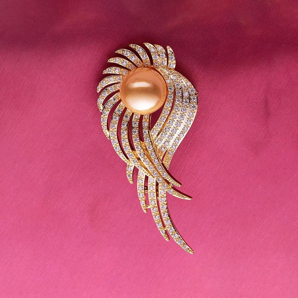 

Angel Wings Brooch High-end Female Personality Feather Pearl Corsage Light Luxury Design Sense Pin Temperament Suit Accessories