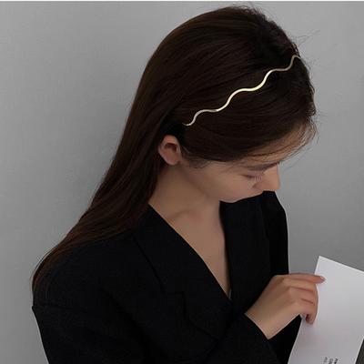 Wavy Shiny Metal Color Headband Summer New Fashion Hairband For Women Girls Women Chic Super Thin Glitter Hair Accessories