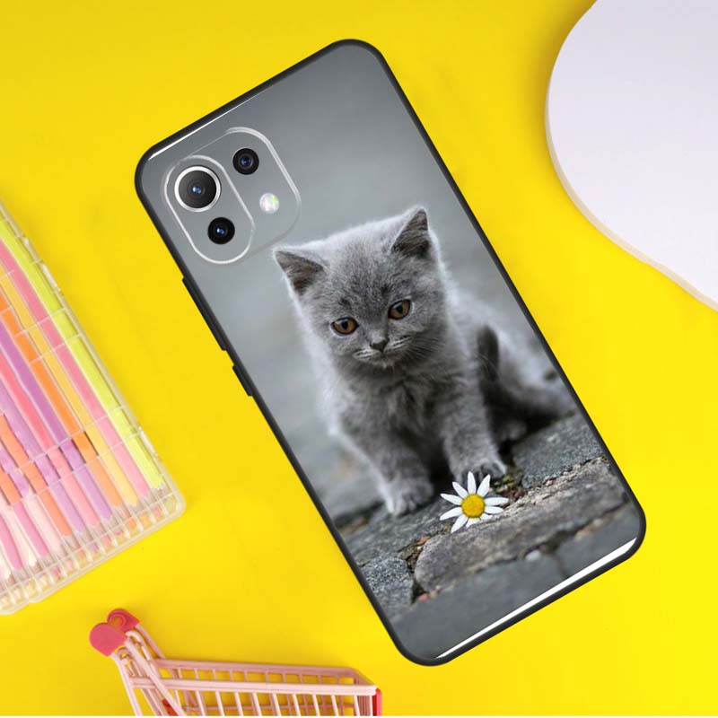 Beautiful Grey British Shorthair Cat Cover For Xiaomi 13 14 Ultra 11T 12T 13T 14T Pro POCO X7 Pro X3 X5 F3 F5 F6 M6 X6 Pro Case