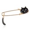 Cartoon Lovely Black Enamel Cat Brooches For Women Men Funny Vintage Metal Animal Kitten Big Needle Backpack Pins Party Jewelry