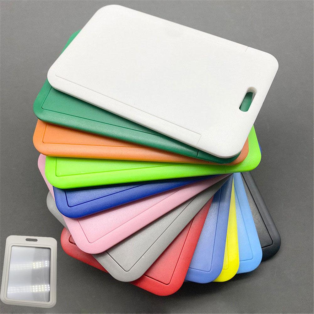 12 Color Plastic Card Cover Sleeve Bag ID Badge Case Bank Credit Card Badge Holder Wallet Pouch School Student Office Supplies