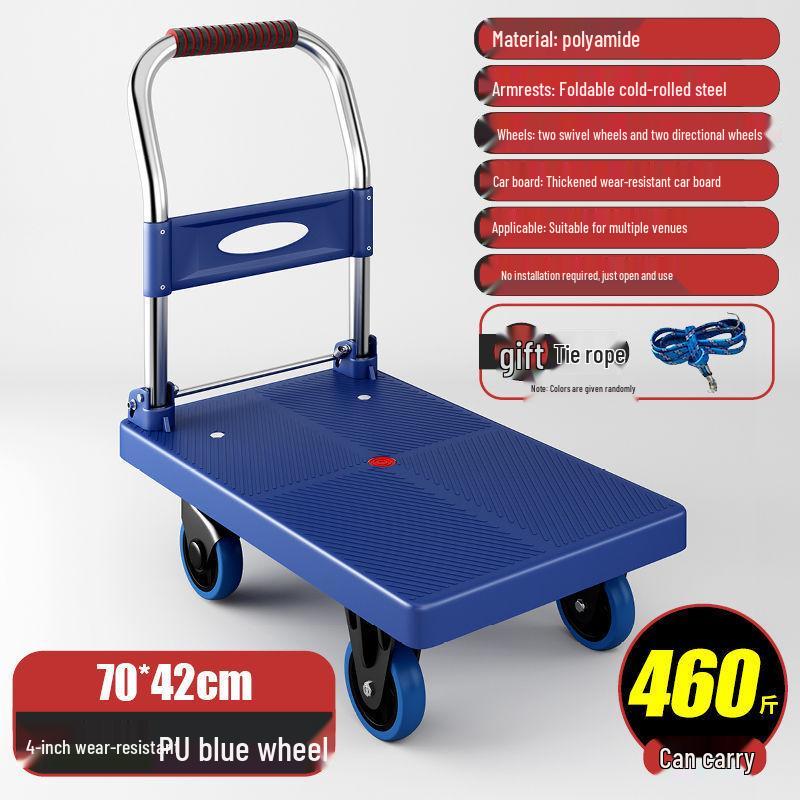 Compact Folding Flatbed Trolley: Silent, Lightweight, Multi-Functional Hand Truck for Pulling and Pushing Goods