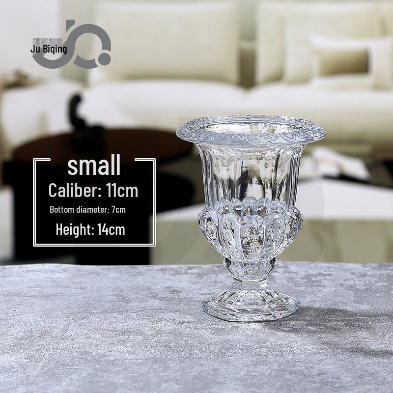 European Luxury Roman-Style High-Foot Lantern Vase: Transparent Flower Vase & Candle Holder for Bedrooms