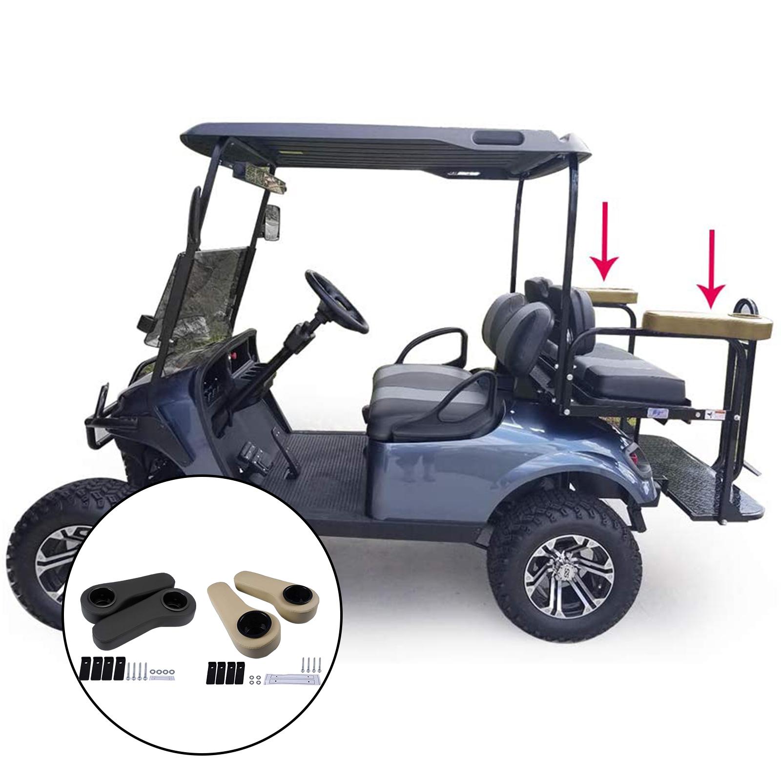 Set of 2 Golf Cart Rear Seat Armrest Cushion w/Cup Holder for marrone