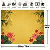 2D Yellow Lotus Bamboo Backdrop, Chinese Floral Background for Home & Event Decor