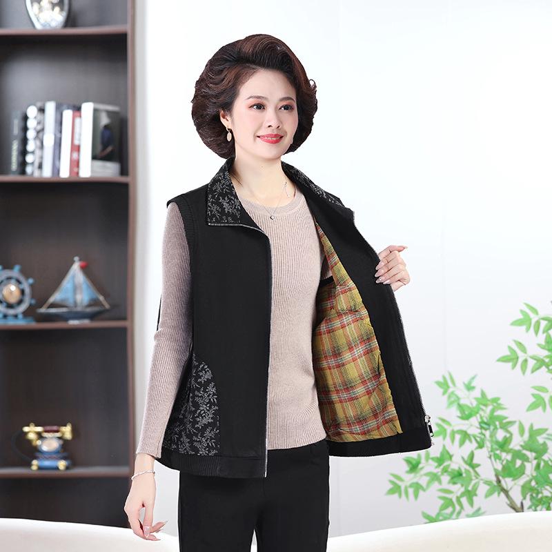 Grandma's Casual Zipper Vest for Elderly Women - Spring/Fall Style