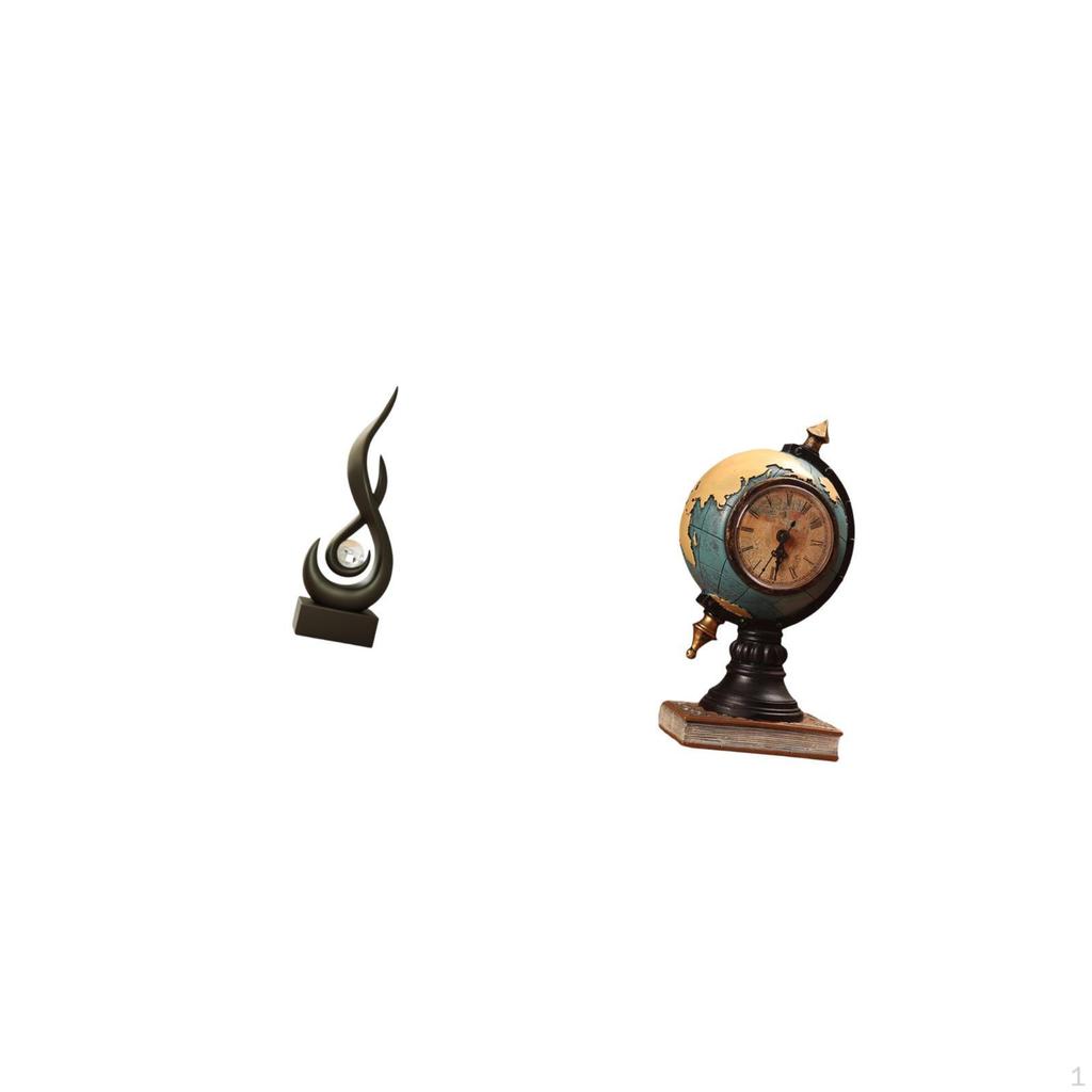 Abstract Globe Fire Statue Resin Flame Figurine Modern Art Sculpture Table Clock Collectible Desk