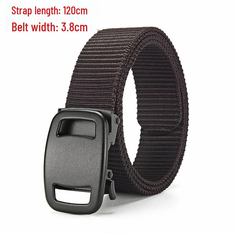 Men's Tactical Canvas & Nylon Woven Belt with Leather Trim - Elastic and High-End Accessory
