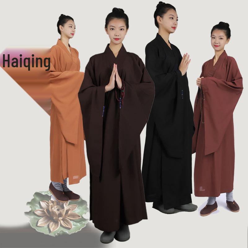 Haiqing Zen Monk Robe - Unisex, Linen, Coffee Color, All-Seasons Meditation Coat