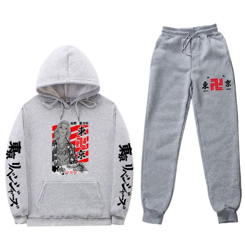 Mens Streetwear Hooded Sweatshirt Set Loose Fit Winter Warm Fleece Lined Casual Tracksuit