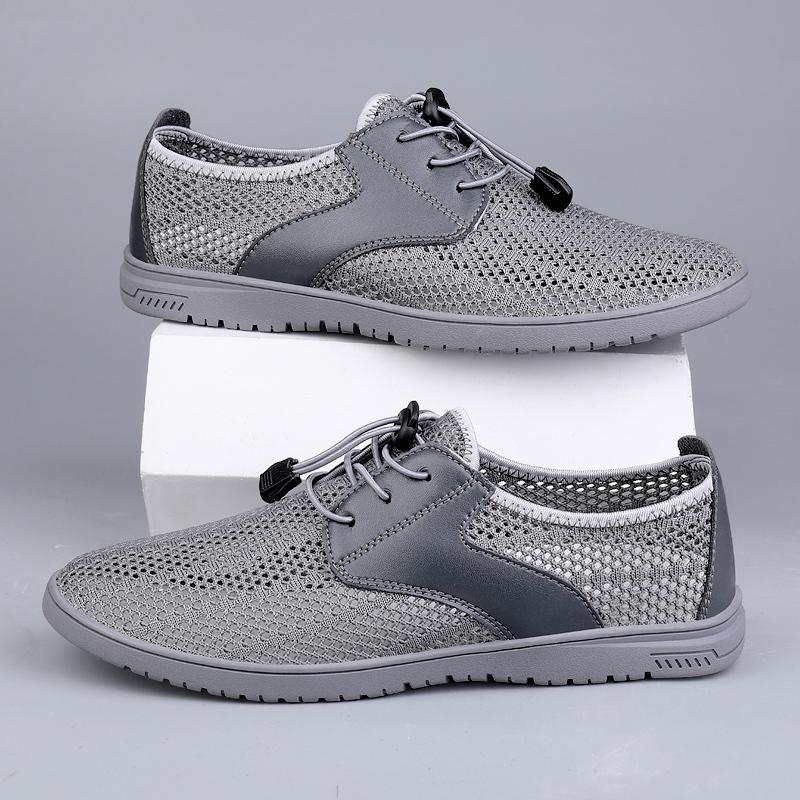 Italian Brand Breathable Mesh Casual Shoes Hollowed Out Lightweight Men's Work Shoes Trendy New Men's Business Shoes Versatile