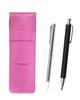 Pink Grained Leather Pen Case with Metal Pointer and Extruded Rubber Shaft Brass Knock Mechanical Pencil Set, Black (SASP-701S-HS301S)