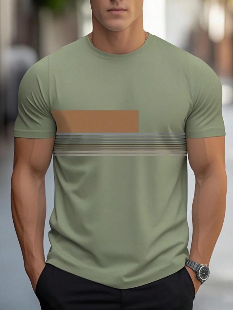 Sommer Herren Einfaches T-Shirt mit Buchstabenmuster Aufdruck Lässiges Sportliches Lockeres Rundhals Oberteil City Time Täglich Vielseitig Kurzärmelige Kleidung