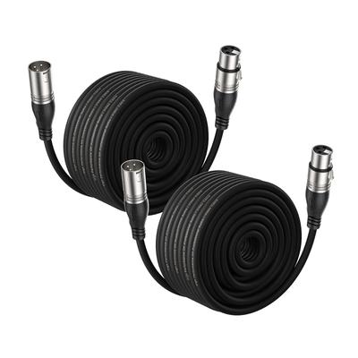 EBXYA 100ft XLR Microphone Cable 2 Pack Premium Balanced Mic Speaker Cable 3 Pin XLR Male To Female 100ft Black -