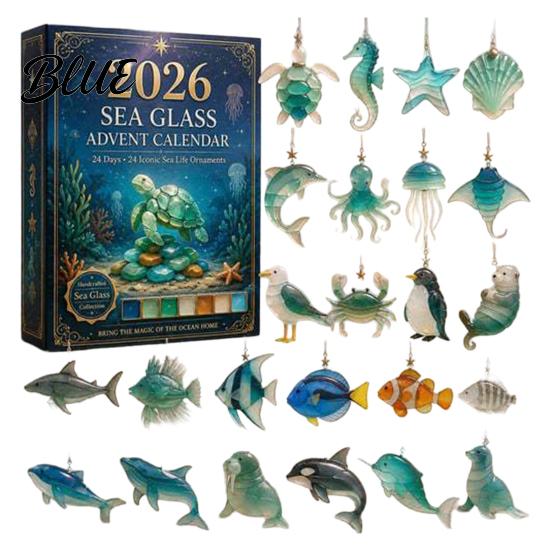 Surprise Gift Boxes 24 Day Marine Life Sea Glass for Kids Advent Calendar Countdown Box