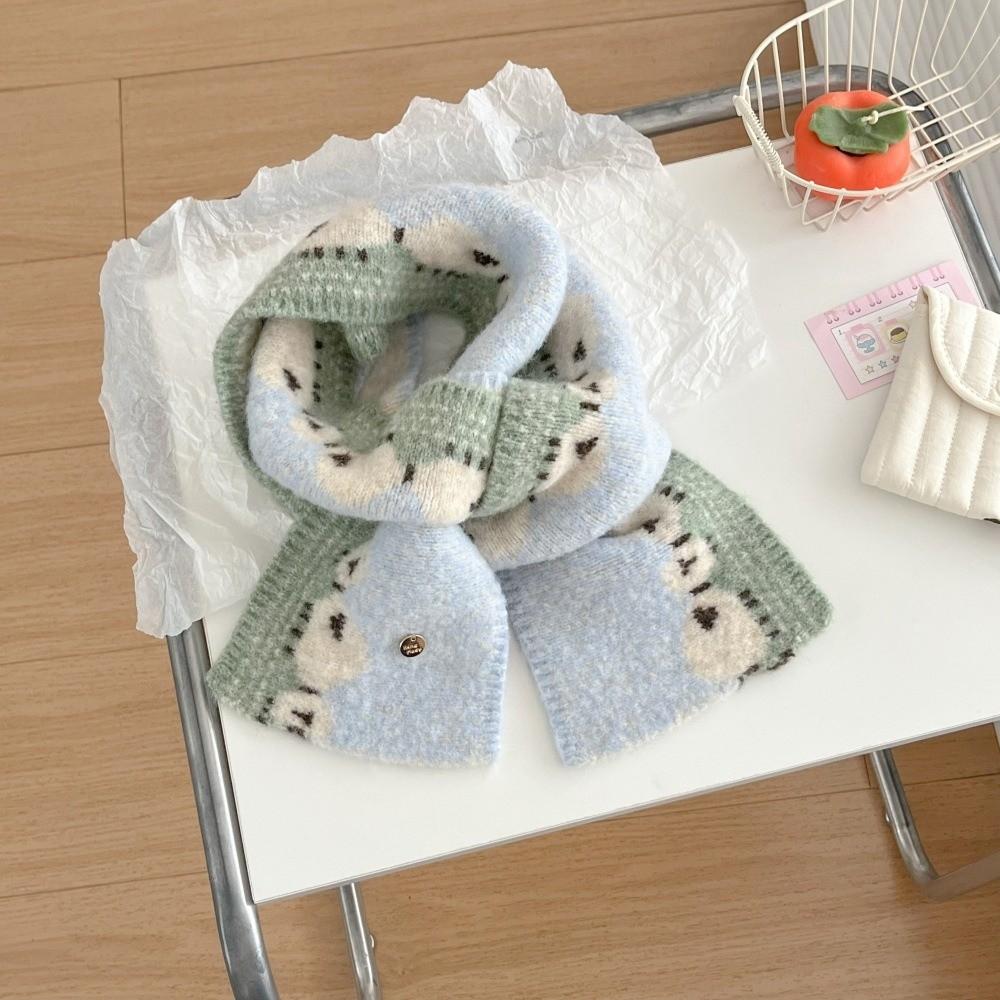 Soft Knitted Scarf Cute Sheep Printed Neck Warmer Fashion Warm Shawl for Women