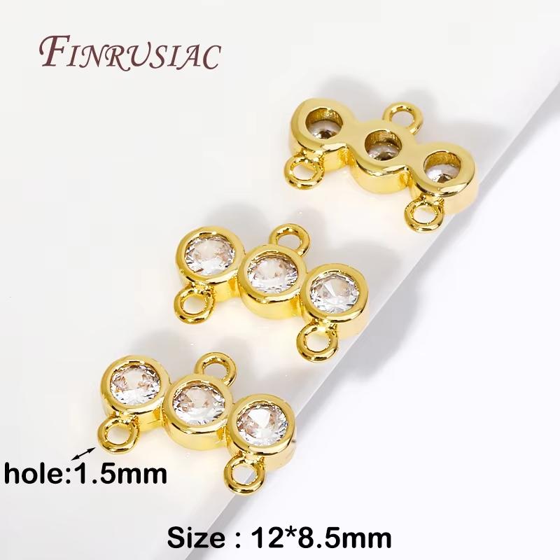 18K Gold Plated Brass with Zircon Connectors For Jewelry,Bowknot Charms For Necklace Necklace Accessories,DIY Earring Making