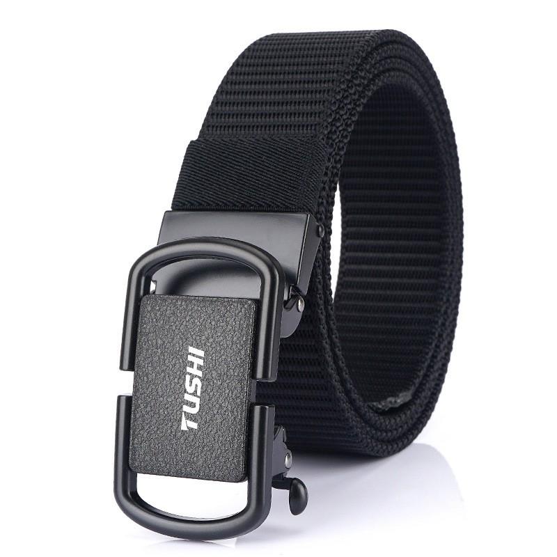 3.5cm Toothless Automatic Buckle Belt Men's Outer Nylon Casual Pants