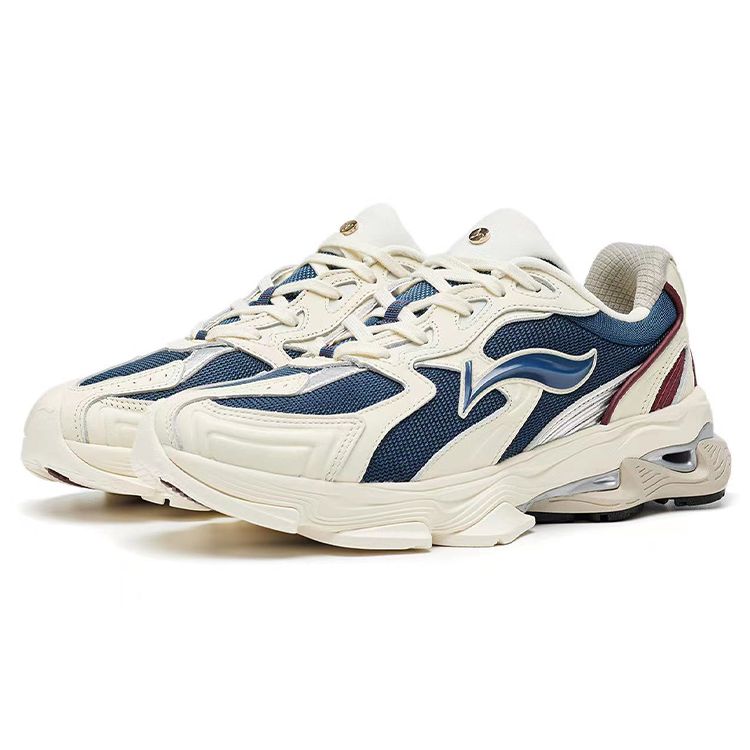 Li-Ning 1990 Casual Retro Shock Absorption Non-Slip Wear-Resistant Low-Top Running Shoes Men Sneakers Navy-Blue ALFR119-1