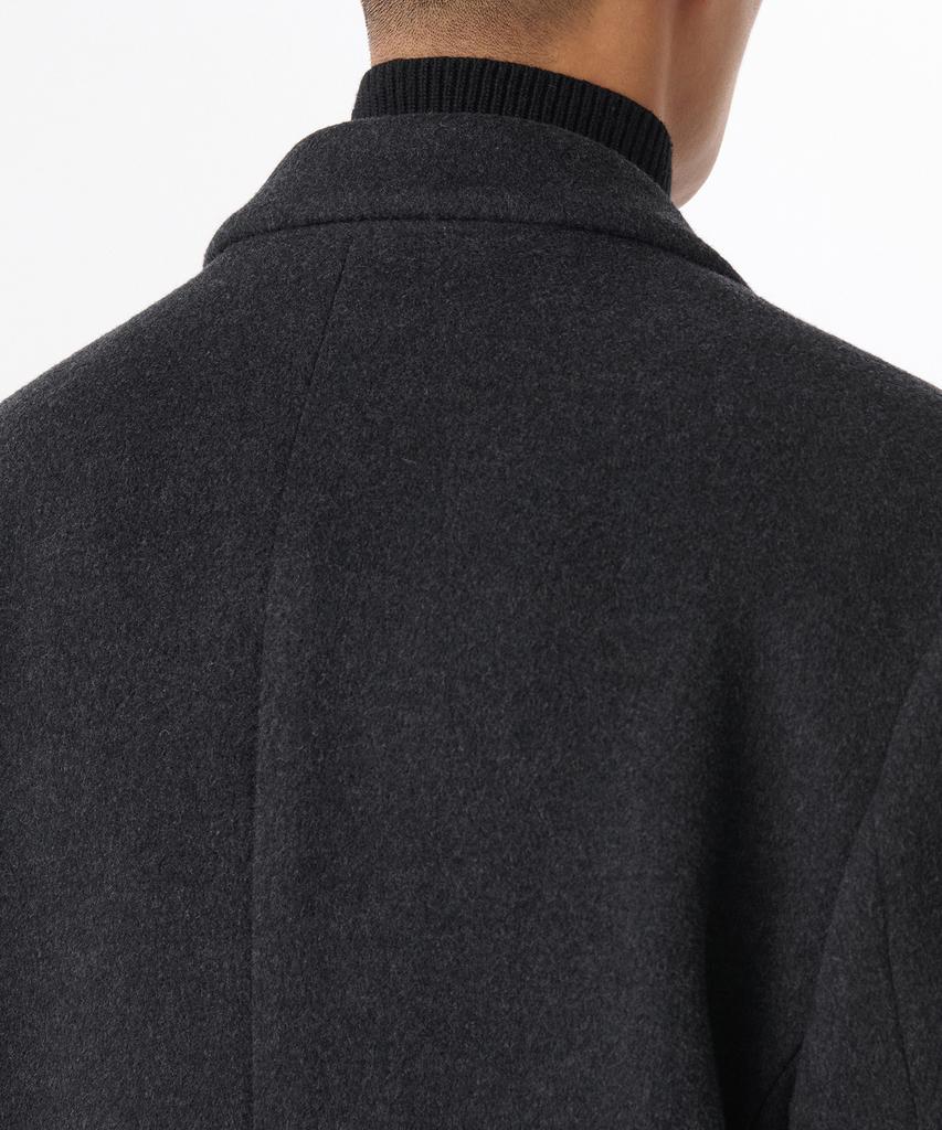 Musinsa Standard Cashmere Blend Daddy Shoulder Peaked Single Long Coat [Charcoal Grey]