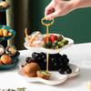 Multi-layers Iron Ceramic Fruit Plate Living Room Hoom Snack Plate Candy Bowls Nordic Dessert Shelf Rack Table Decor Fruit Plate Basket Snacks Tray