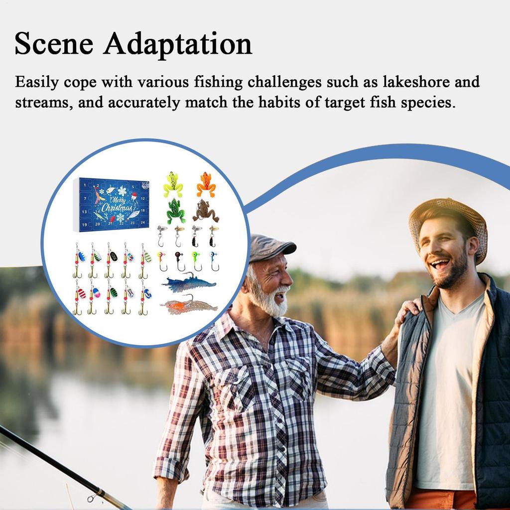 Fishing Baits Freshwater Fishing Tackle Kit Christmas Advent Countdown 2025 Boxed Baits For Trout Bass Catfish Beginner Men