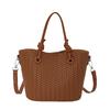 Woven Texture Tote Bag with Knotted Handles and Detachable Strap
