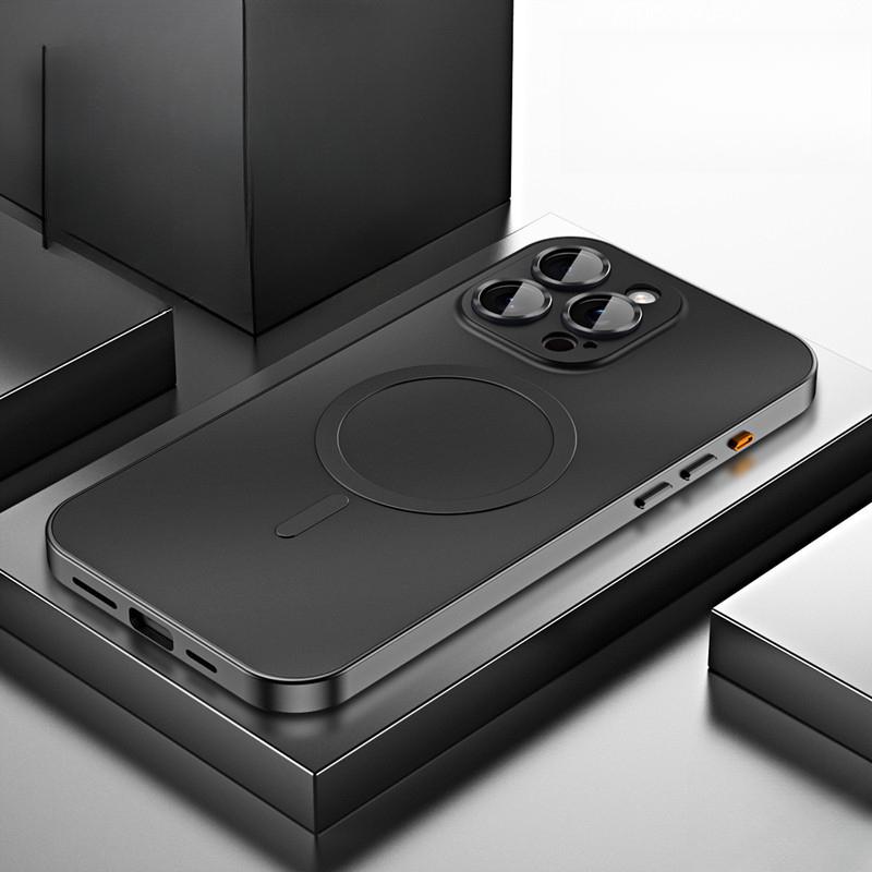 

Applicable To IPhone16ProMax Magnetic Elastic Buckle Mobile Phone Case Apple 15 Metal Frame Matte Anti-fall Protection Case iPhone15plus