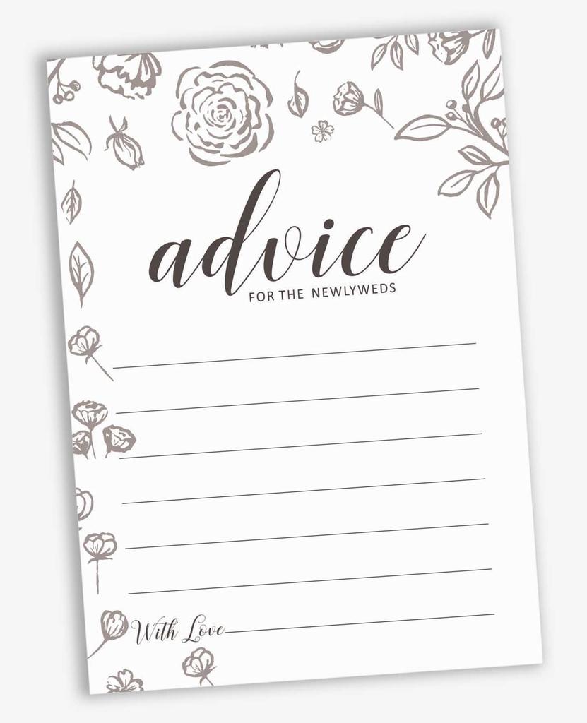 Inkdotpot Set of 50 Advice for The Newlyweds, Bride & Groom, Perfect Addition to Your Wedding Reception Decorations Advice Cards 5x7 inches