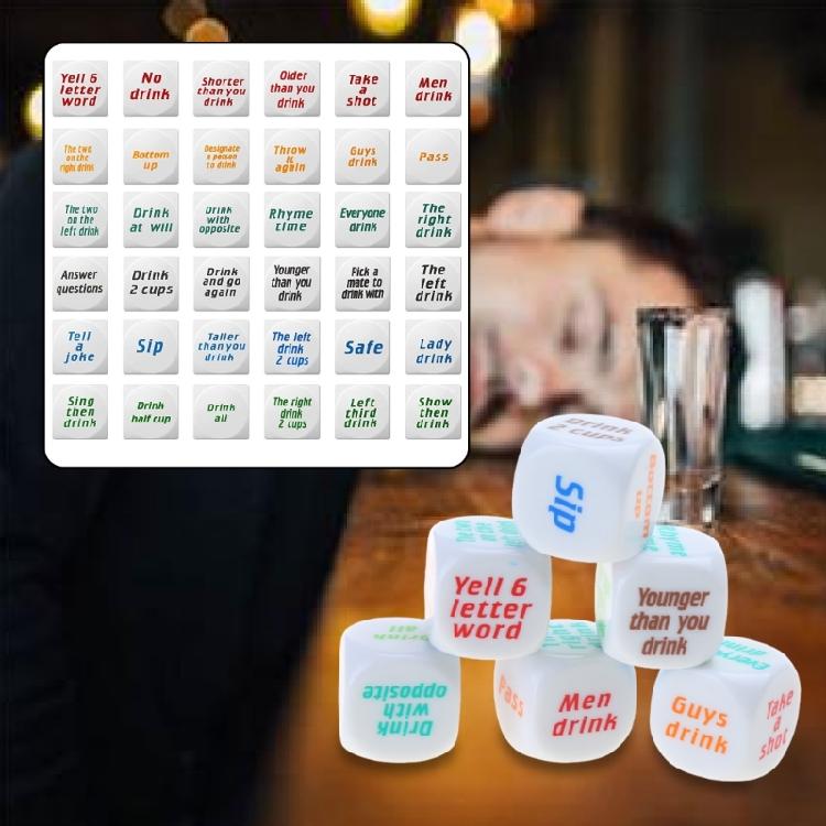 6Pcs 25mm Bar Dices Drinking Fun Game Dices Party Game Dices Pub Party Favors