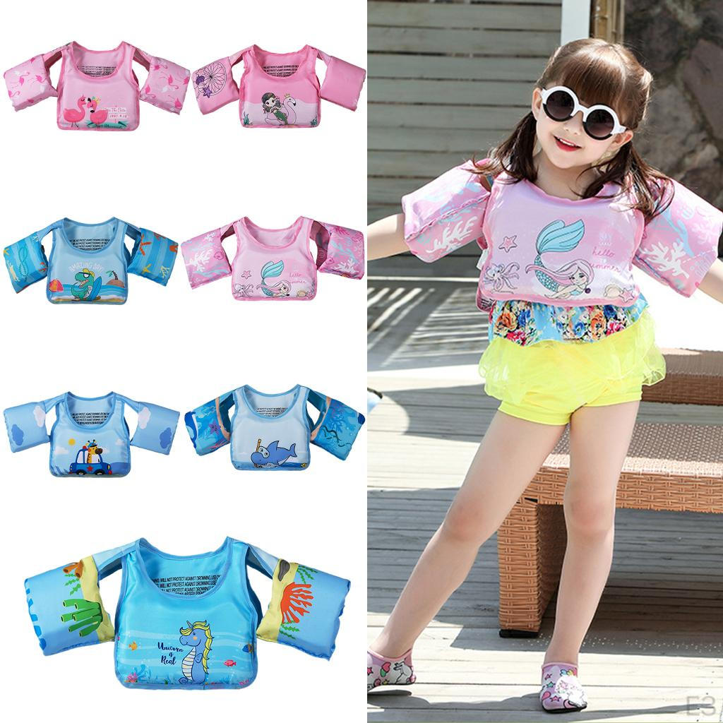 Kids Swim Vest Float Trainer Floating Pool Arm Band Jacket for Baby Children Blue Tailed Mermaid
