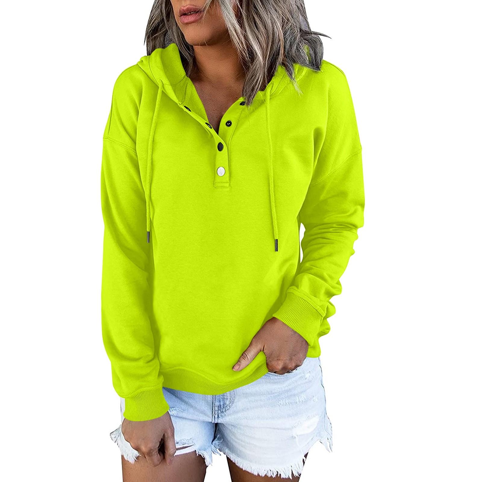 

Женская модная однотонная толстовка с длинным рукавом и капюшоном на пуговицах XL