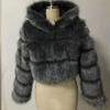Damen S-6XL Kunstfuchs-Pelzmantel mit Kapuze - Europäischer und Amerikanischer Stil für Herbst/Winter