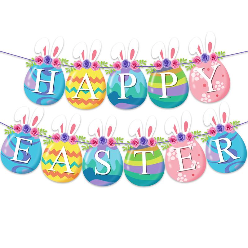 Easter Decorations Happy Easter Banner Bunny Rabbit Egg Colored Balloon Suit