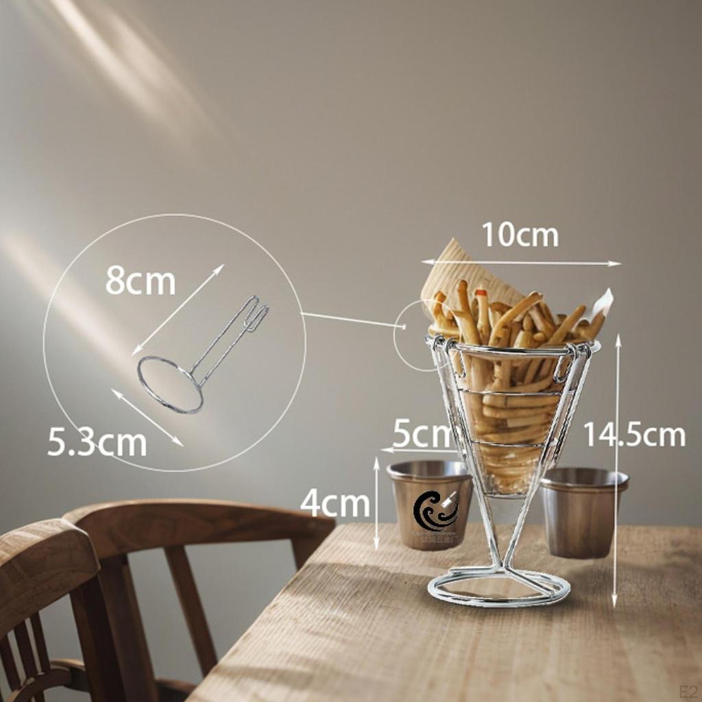 Cone-shaped French Fry Holder, Display Rack for Fried Chicken, Reusable Basket