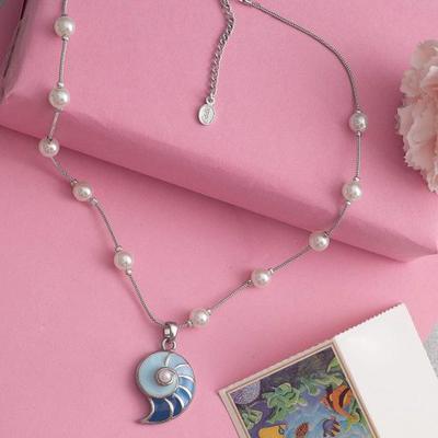 Blue Rhodium Plated Chain Necklaces