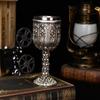 Gothic Skull Wine Goblet with Stainless Steel Beer Cup Intricate Skeleton Design. Ideal for Halloween Gothic Home Decor